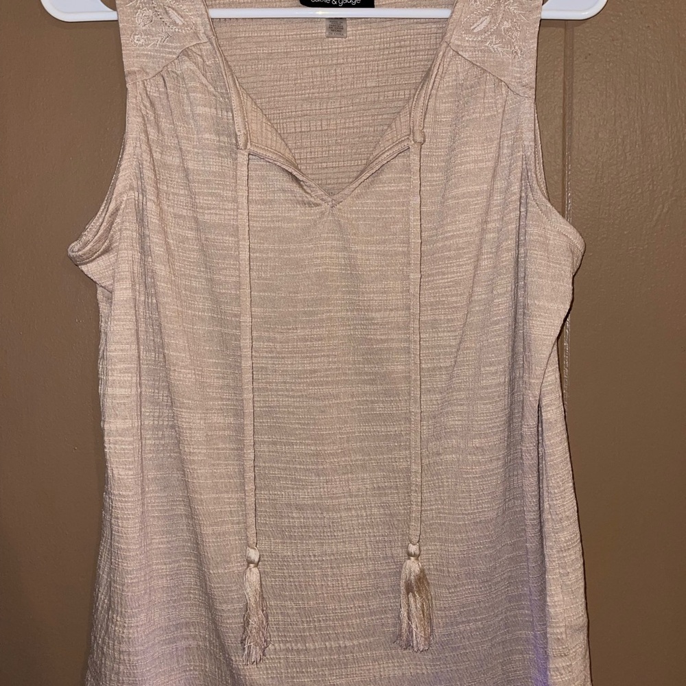 Cable & Gauge Beige Sleeveless Blouse